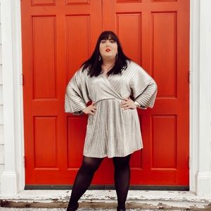 Metallic Dolan sleeve dress